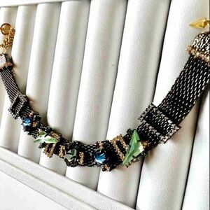 Alexis Bittar Black and Green Mesh Bracelet